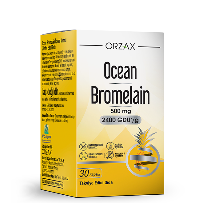 Orzax Bromelain 500 Mg Takviye Edici Gıda 30 Kapsül