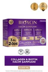 Collagen Biotin Ekstra Hacim Şampuanı 3 x 300 ml 3 Al 2 Öde - Kolajen Biotin Ince Ve Seyrek Saçlar