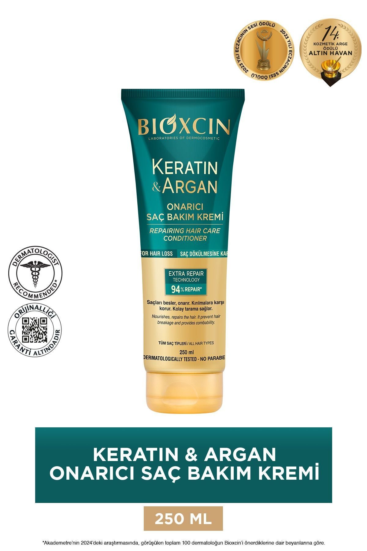 Keratin Argan Onarıcı Saç Bakım Kremi 250 ml - Yıpranmış Ve Hassas Saçlar